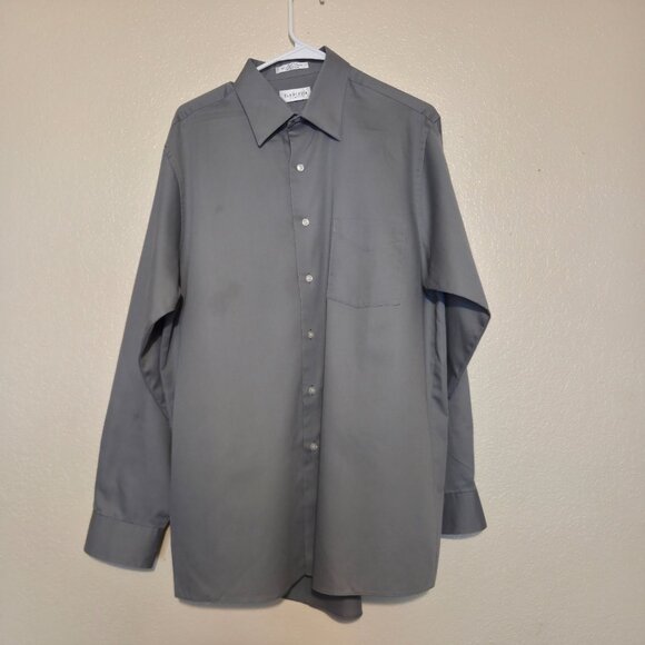 Van Heusen Grey Men's Large Long Sleeve Shirt Button Down - Picture 1 of 9